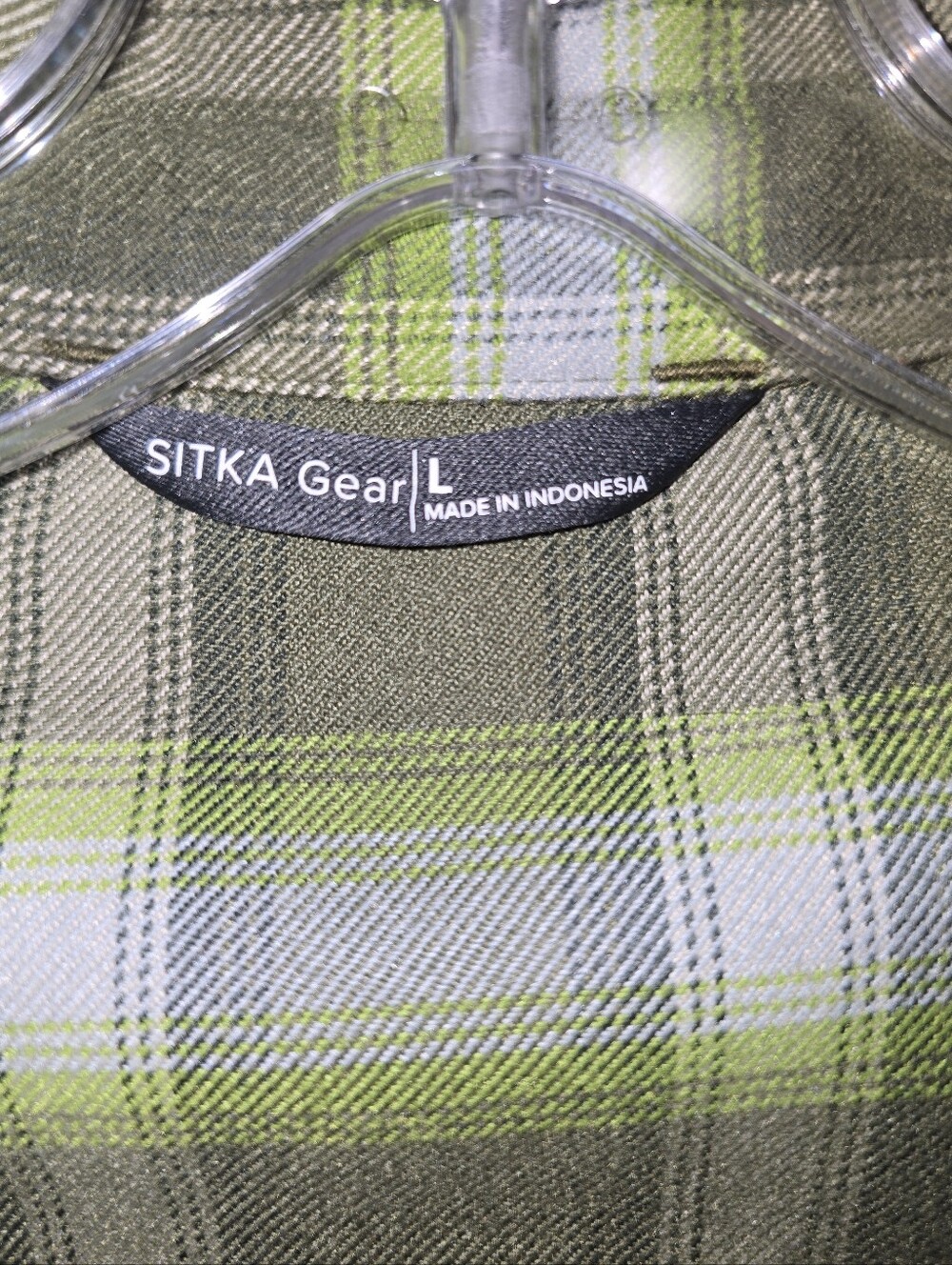 Sitka Gear Riser Flannel Plaid Work Shirt Covert Green Men's Large Long Sleeve - Picture 3 of 9